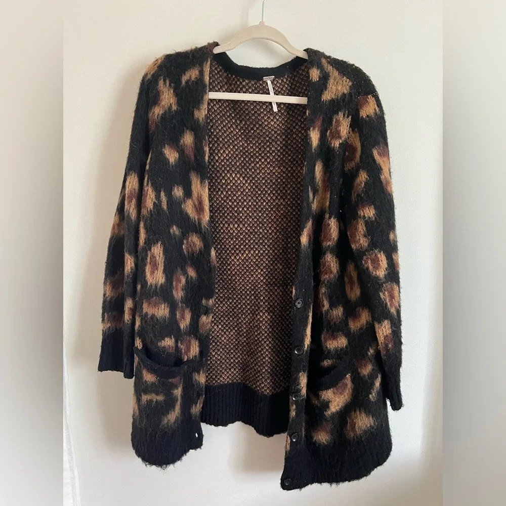 Free people animal print cardigan - Picture 1 of 8